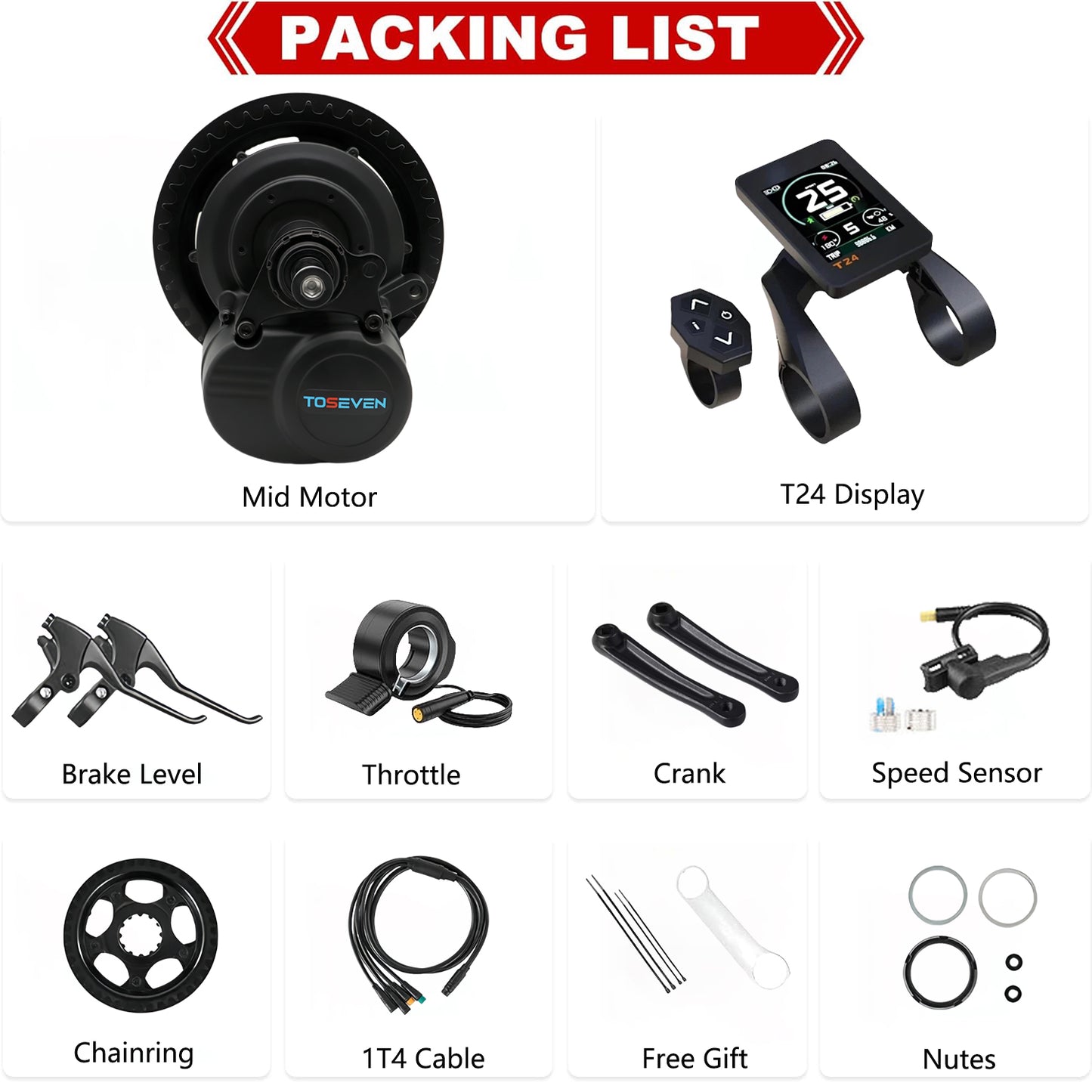 Toseven DM02 48V 500W Mid Drive Motor Kit