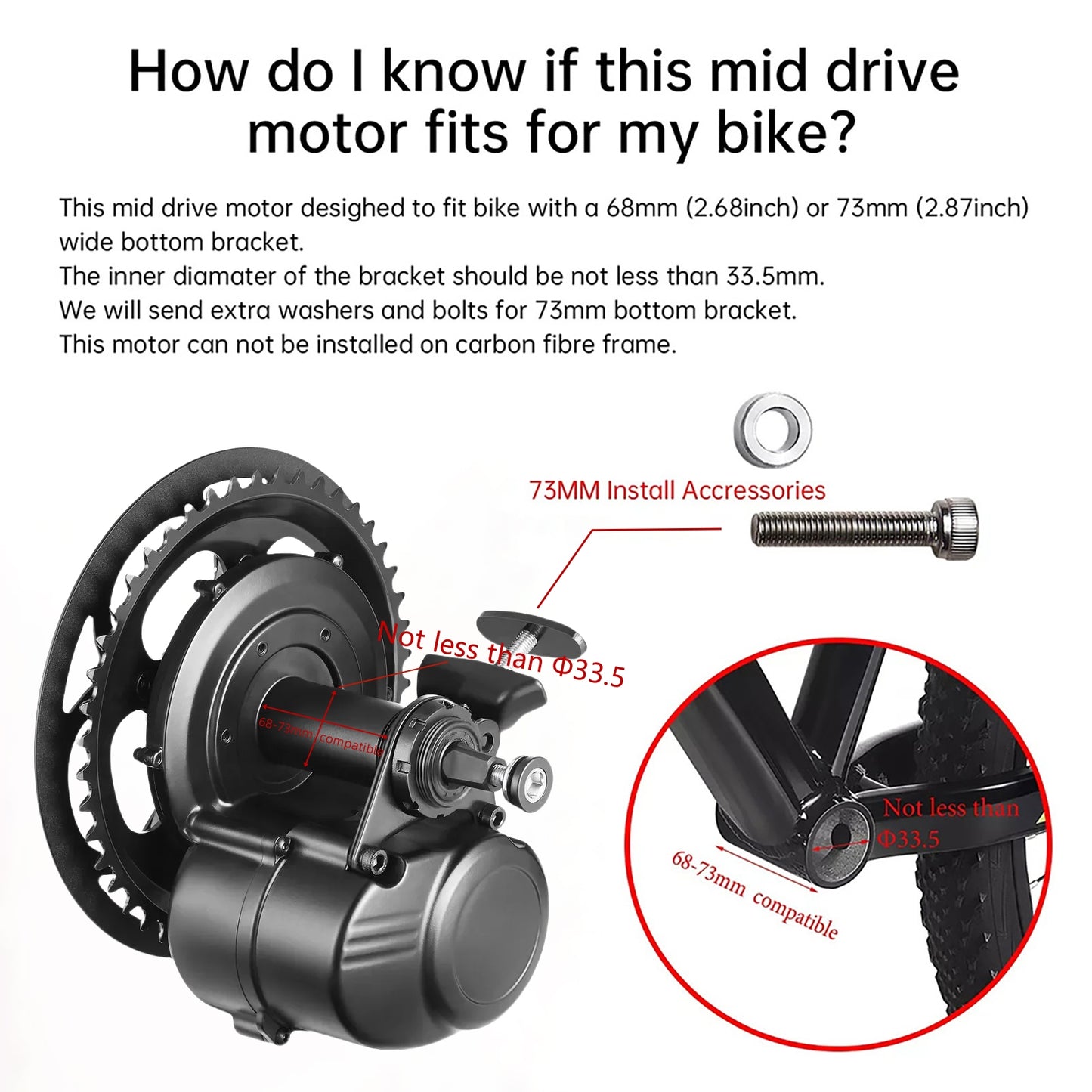 Toseven DM02 48V 500W Mid Drive Motor Kit