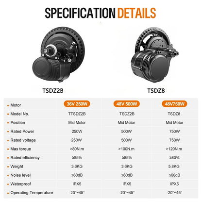 TONGSHENG TSDZ8 48V 750W Drehmomentsensor Mittelantriebsmotor-Kit