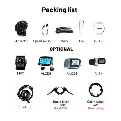 Tongsheng TSDZ2B 48V 500W 36V 350W Drehmomentsensor Mittelantriebsmotor