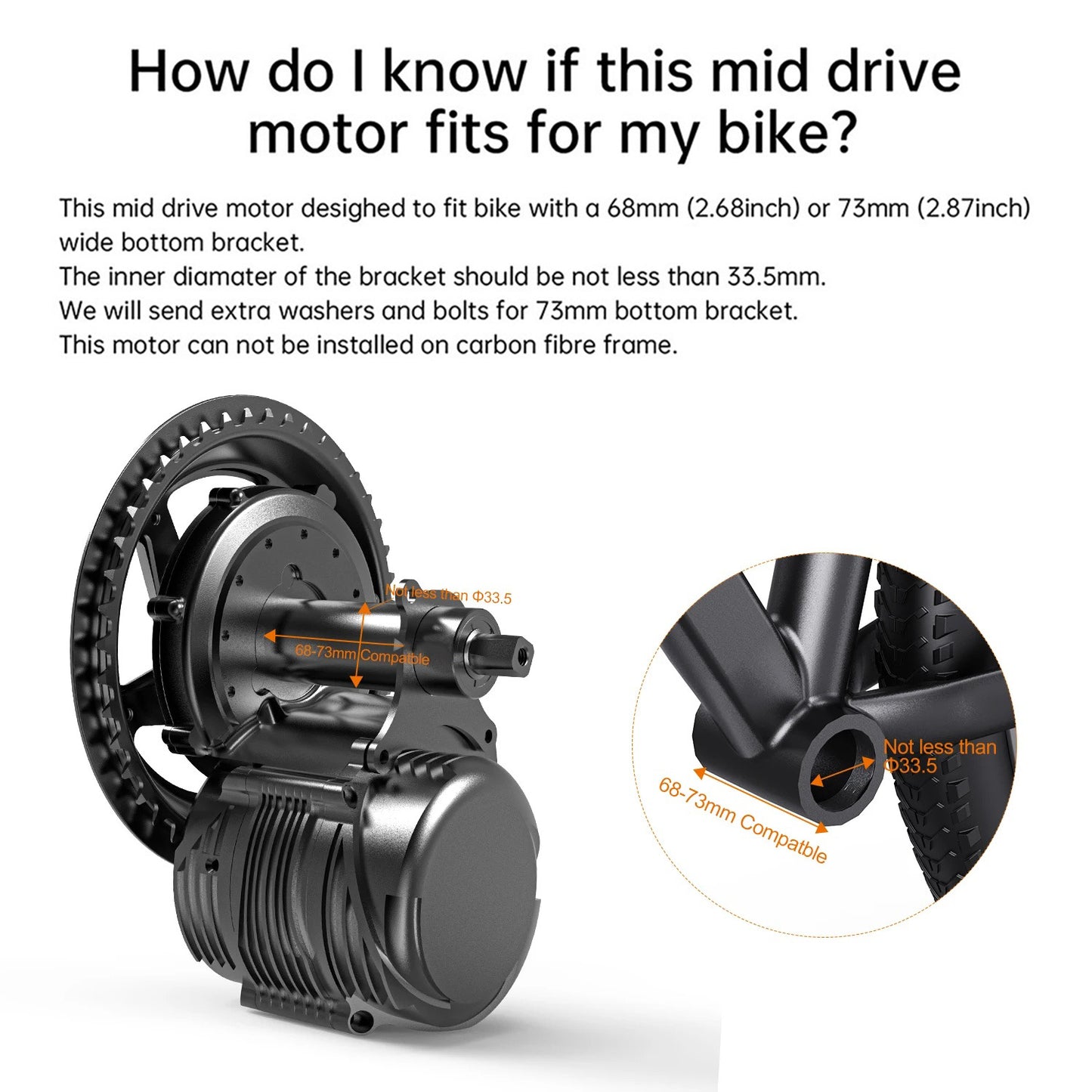 TONGSHENG TSDZ8 48V 750W Torque Sensor Mid Drive Motor Kit