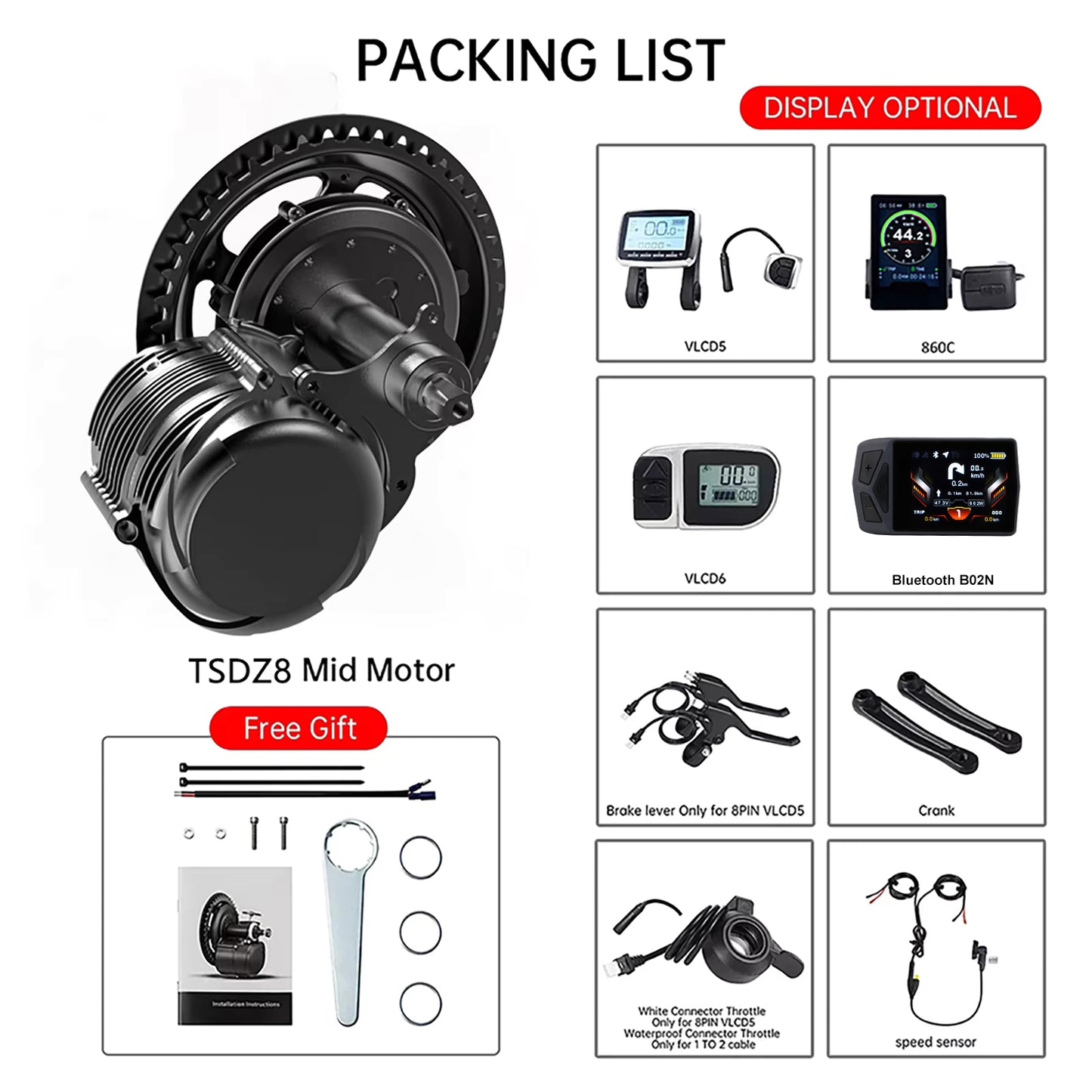 TONGSHENG TSDZ8 48V 750W Torque Sensor Mid Drive Motor Kit