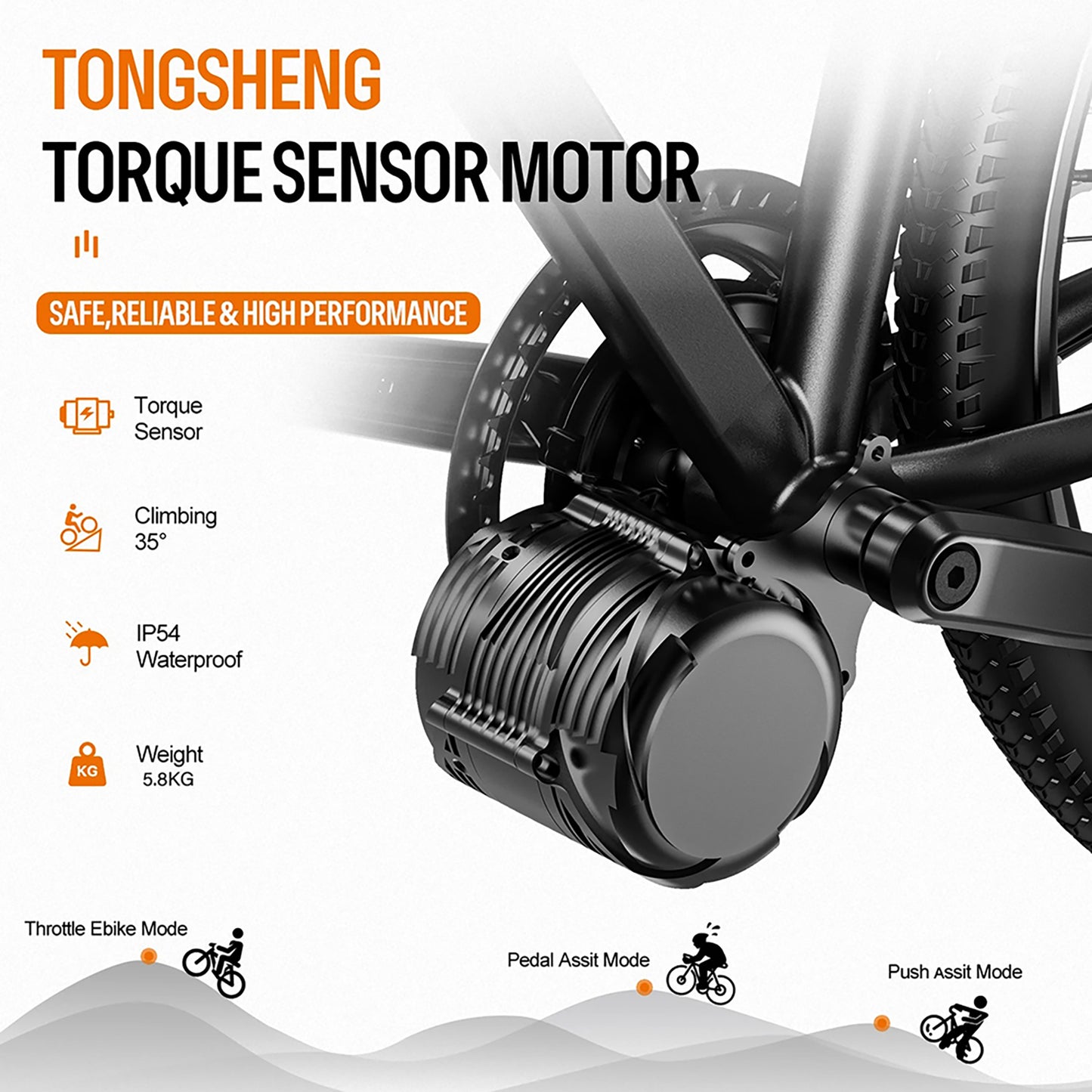 TONGSHENG TSDZ8 48V 750W Torque Sensor Mid Drive Motor Kit